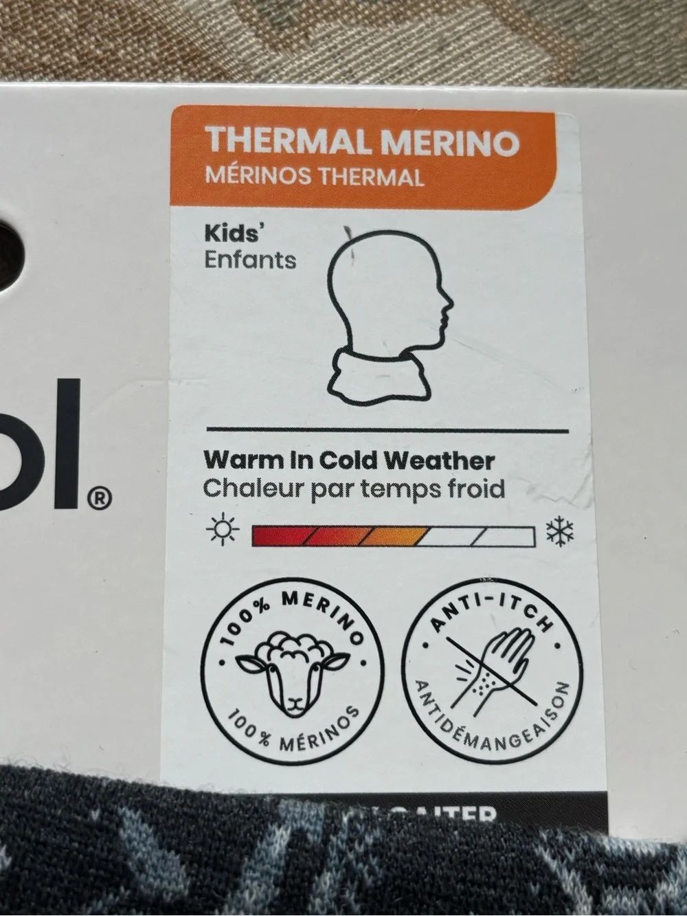 Smartwool Kids Black and Gray Merino Thermal Neck Gaiter - new in packaging